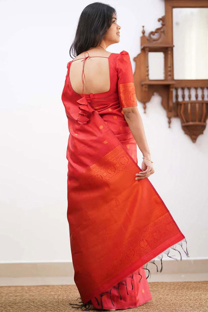 Red Color Art Silk Fabric Engaging Saree With Jacquard Work | Buy Online India