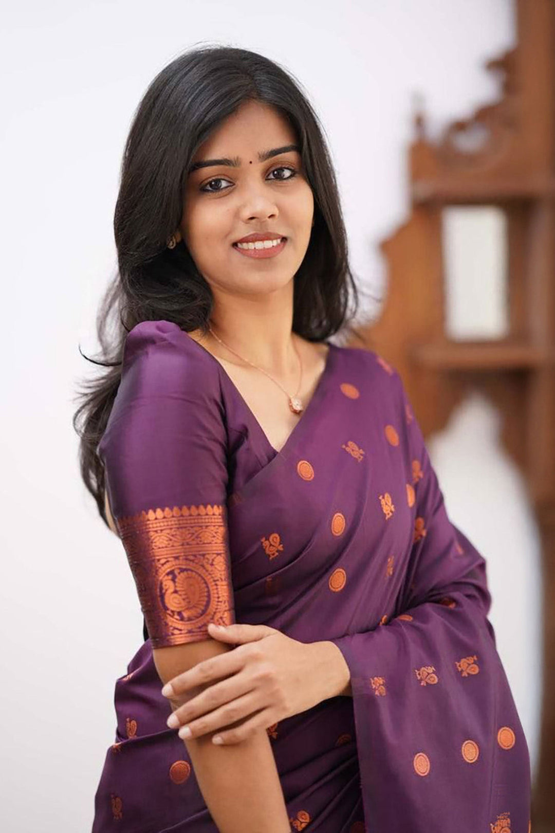 Jacquard Work On Purple Color Sober Saree In Art Silk Fabric | Buy Online India