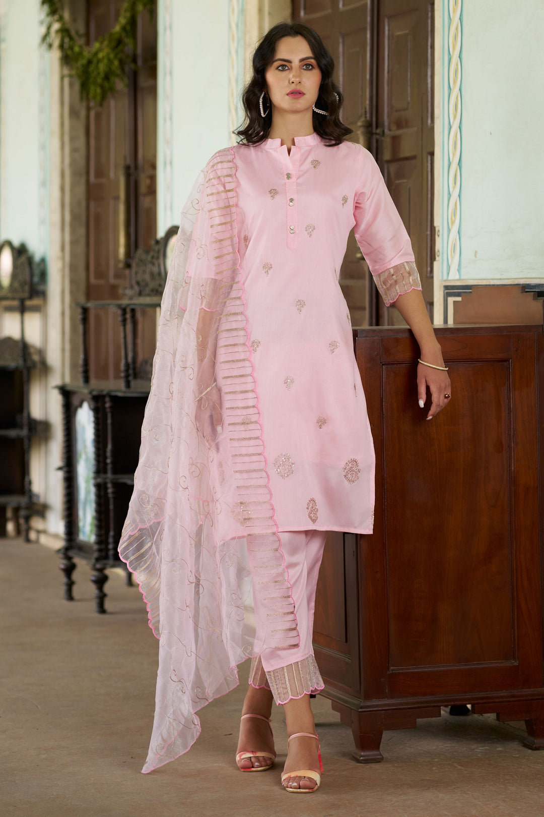 Silk Fabric Pink Color Excellent Readymade Salwar Suit | Buy Online India
