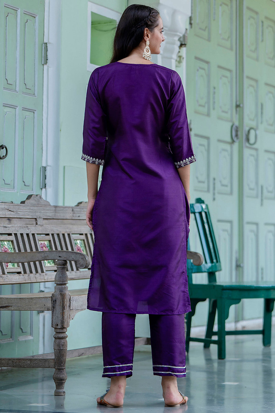 Purple Color Sober Readymade Salwar Suit In Silk Fabric | Buy Online India