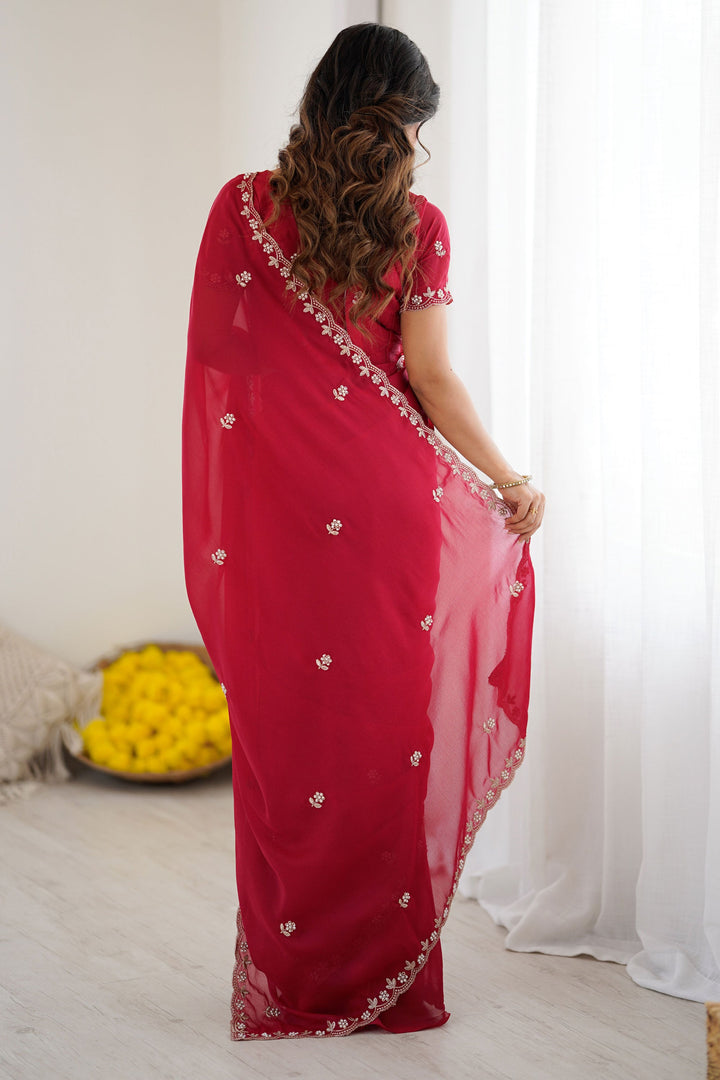 Pink Color Aristocratic Georgette Fabric Saree | Buy Online India