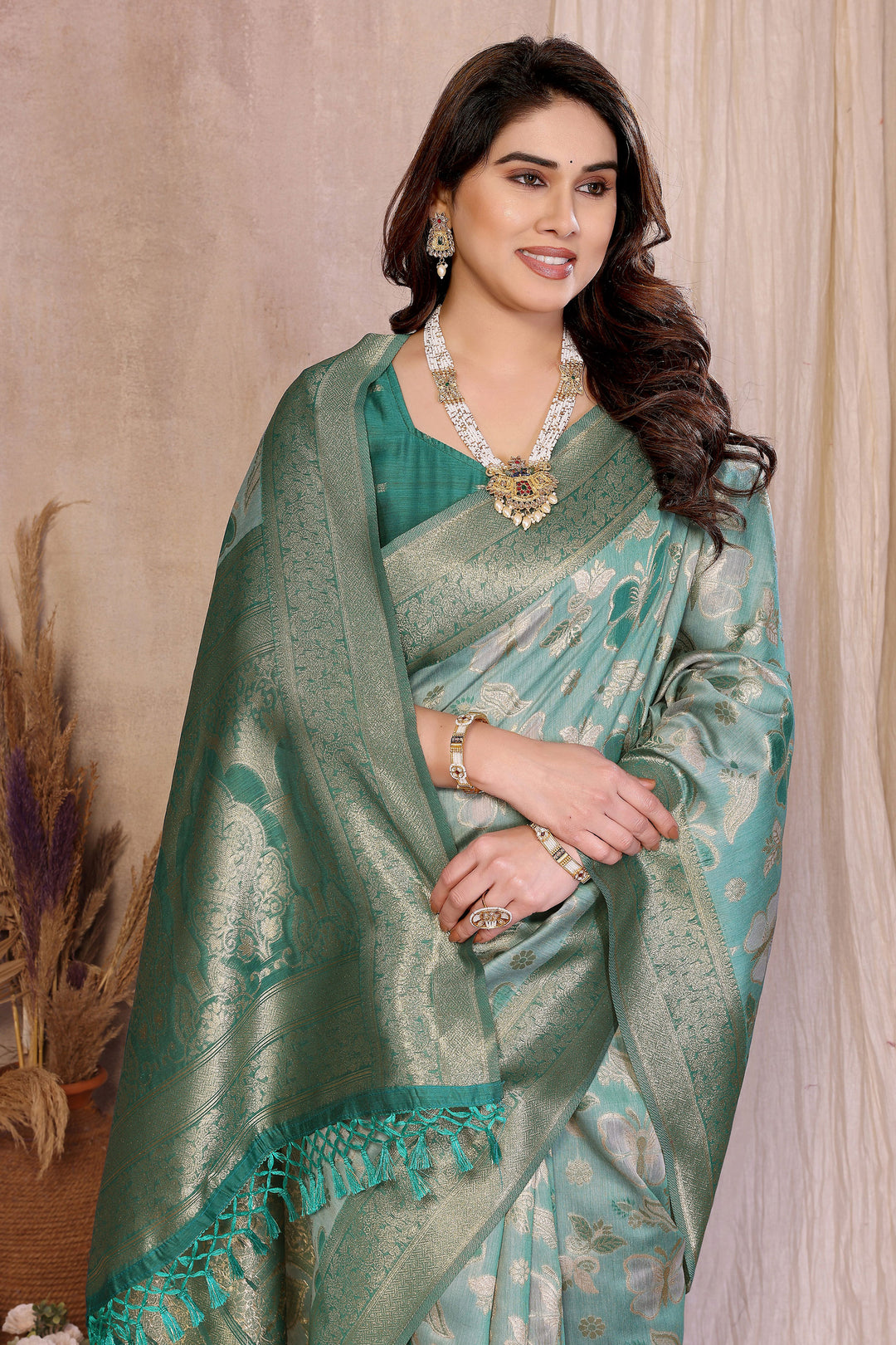 Blazing Light Cyan Color Weaving Work Cotton Saree | Buy Online India
