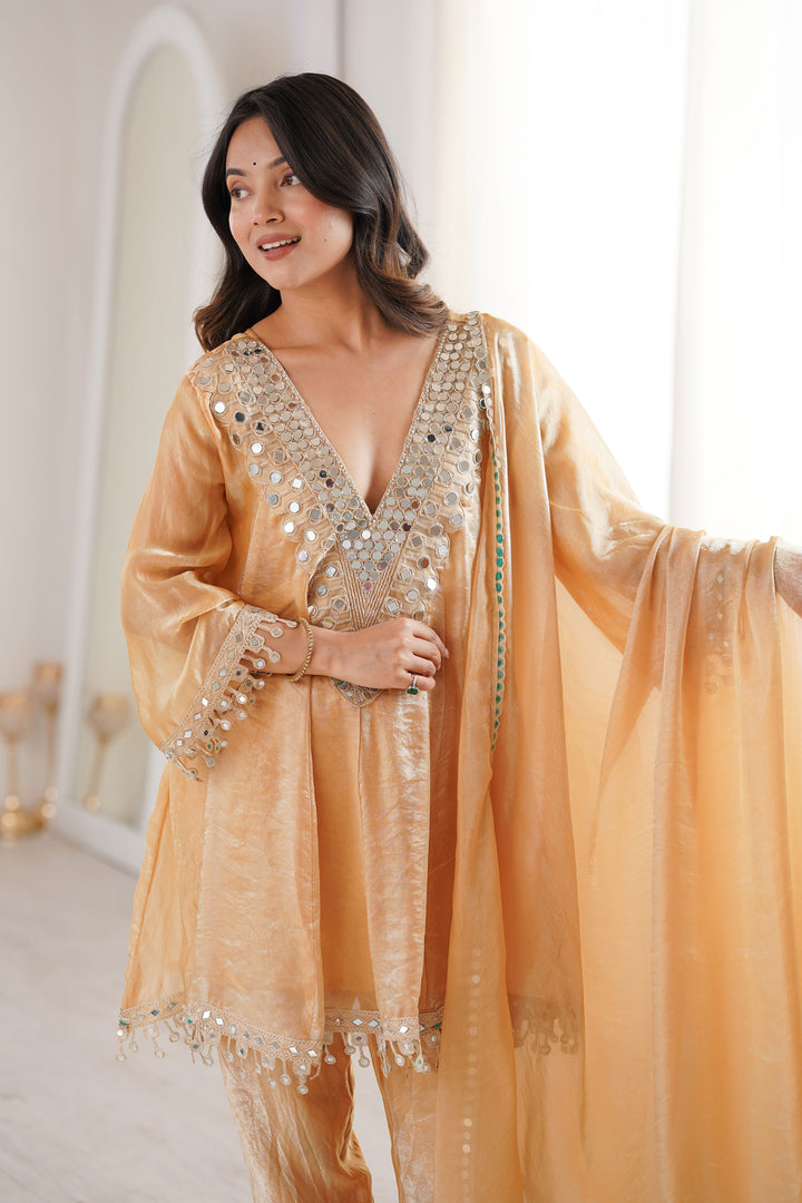 Art Silk Fabric Chikoo Color Attractive Readymade Salwar Suit | Buy Online India