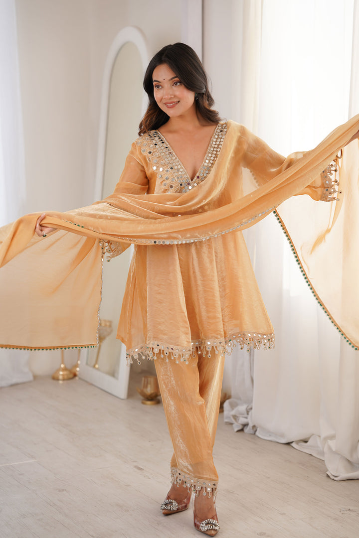 Art Silk Fabric Chikoo Color Attractive Readymade Salwar Suit | Buy Online India