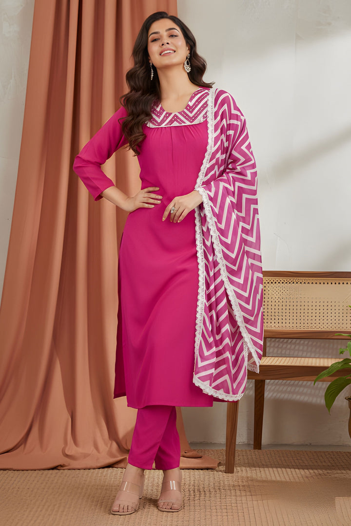 Rayon Fabric Pink Color Excellent Readymade Salwar Suit | Buy Online India