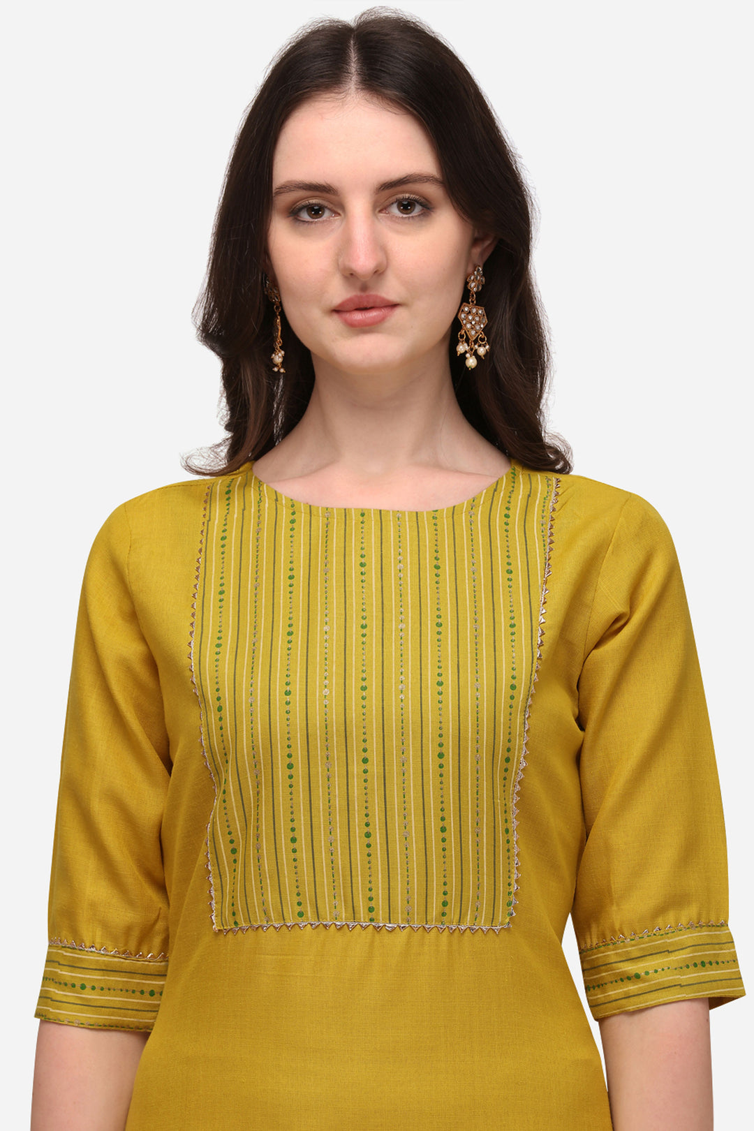Excellent Cotton Fabric Yellow Color Readymade Salwar Suit | Buy Online India