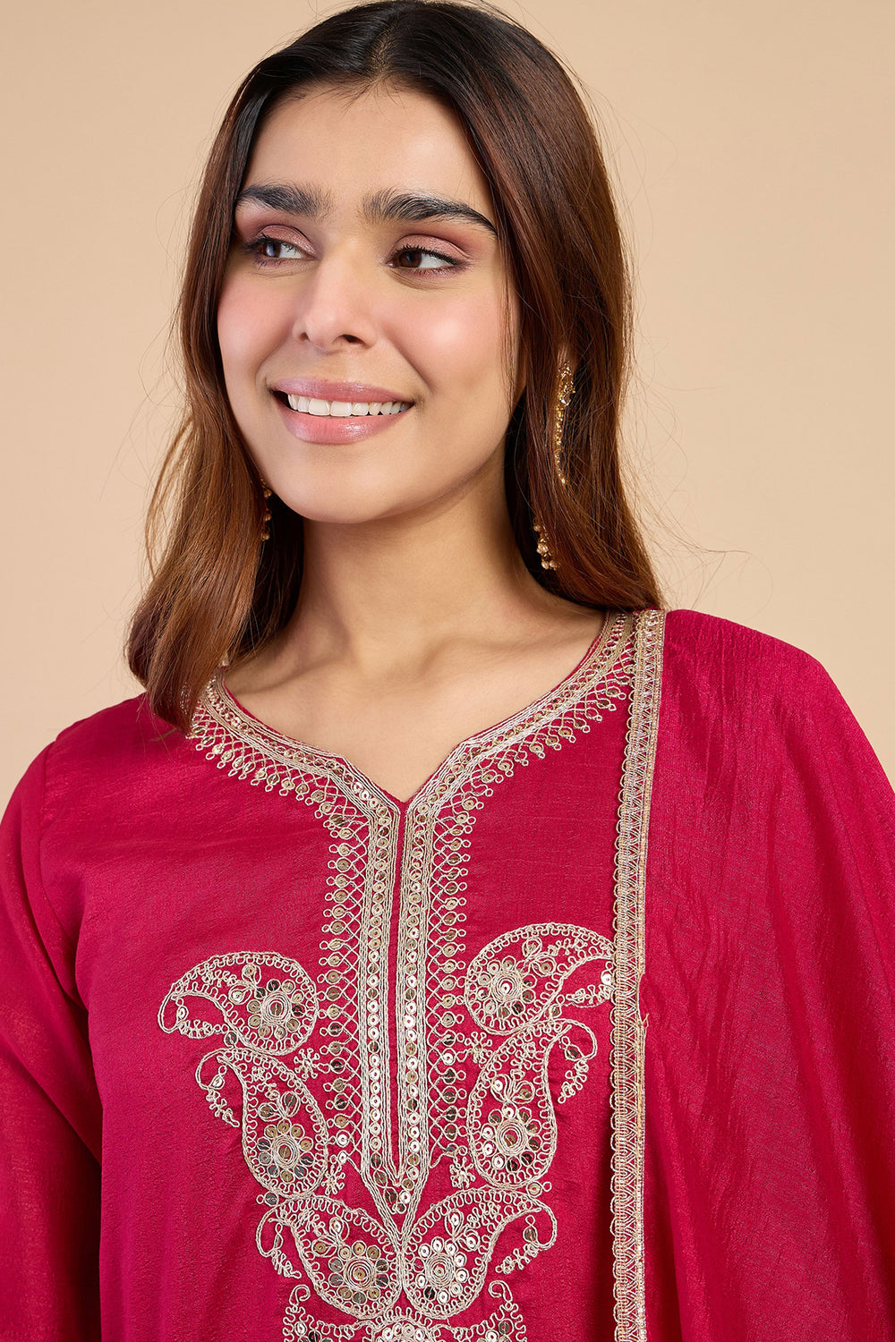 Art Silk Fabric Rani Color Gorgeous Readymade Salwar Suit | Buy Online India
