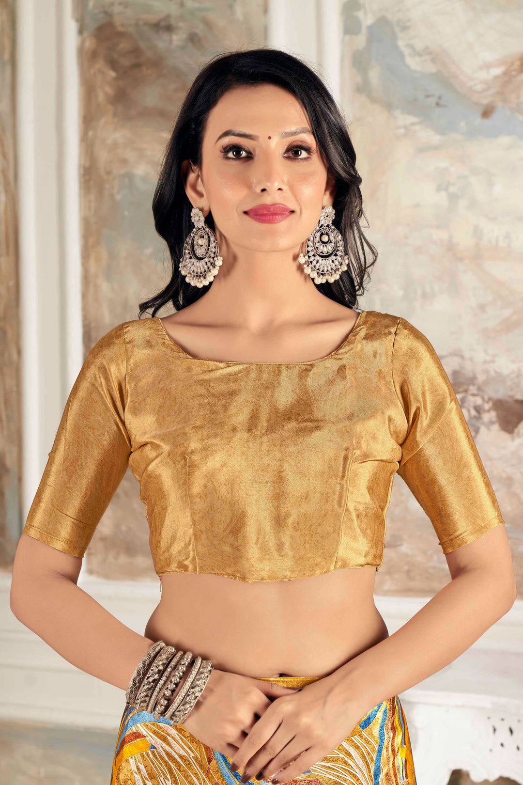 Trendy Crepe Silk Fabric Mustard Color Saree With Printed Work | Buy Online India