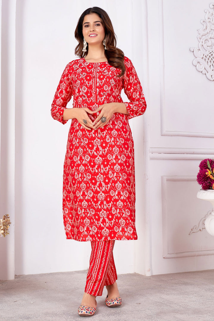 Komal Vora Appealing Red Color Art Silk Readymade Kurti With Bottom | Buy Online India