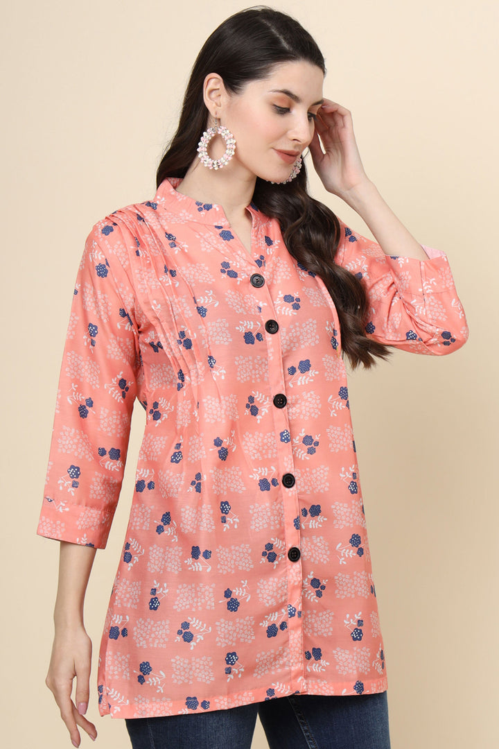 Readymade Orange Color Stylish Look Short Cotton Kurti | Buy Online India