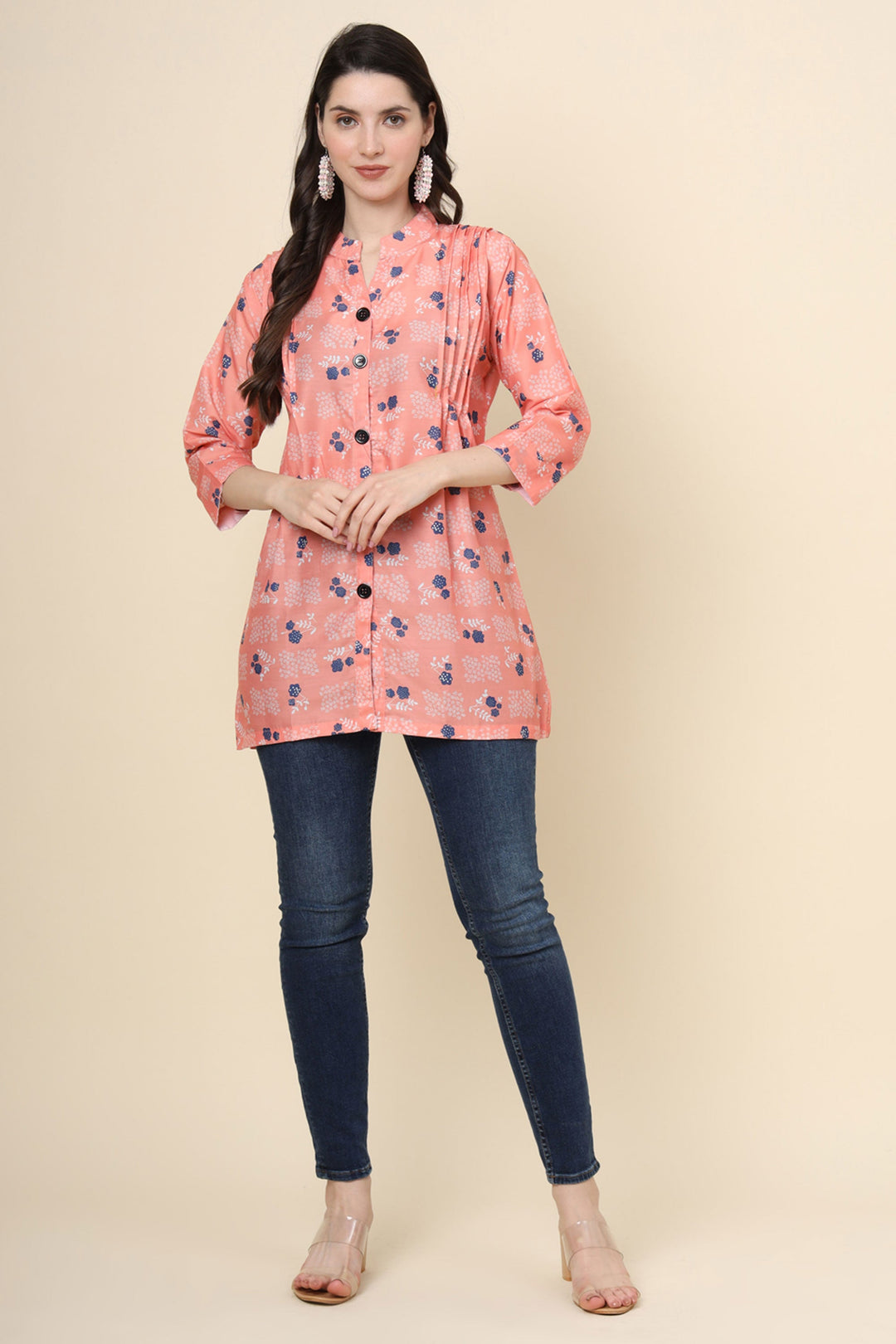 Readymade Orange Color Stylish Look Short Cotton Kurti | Buy Online India