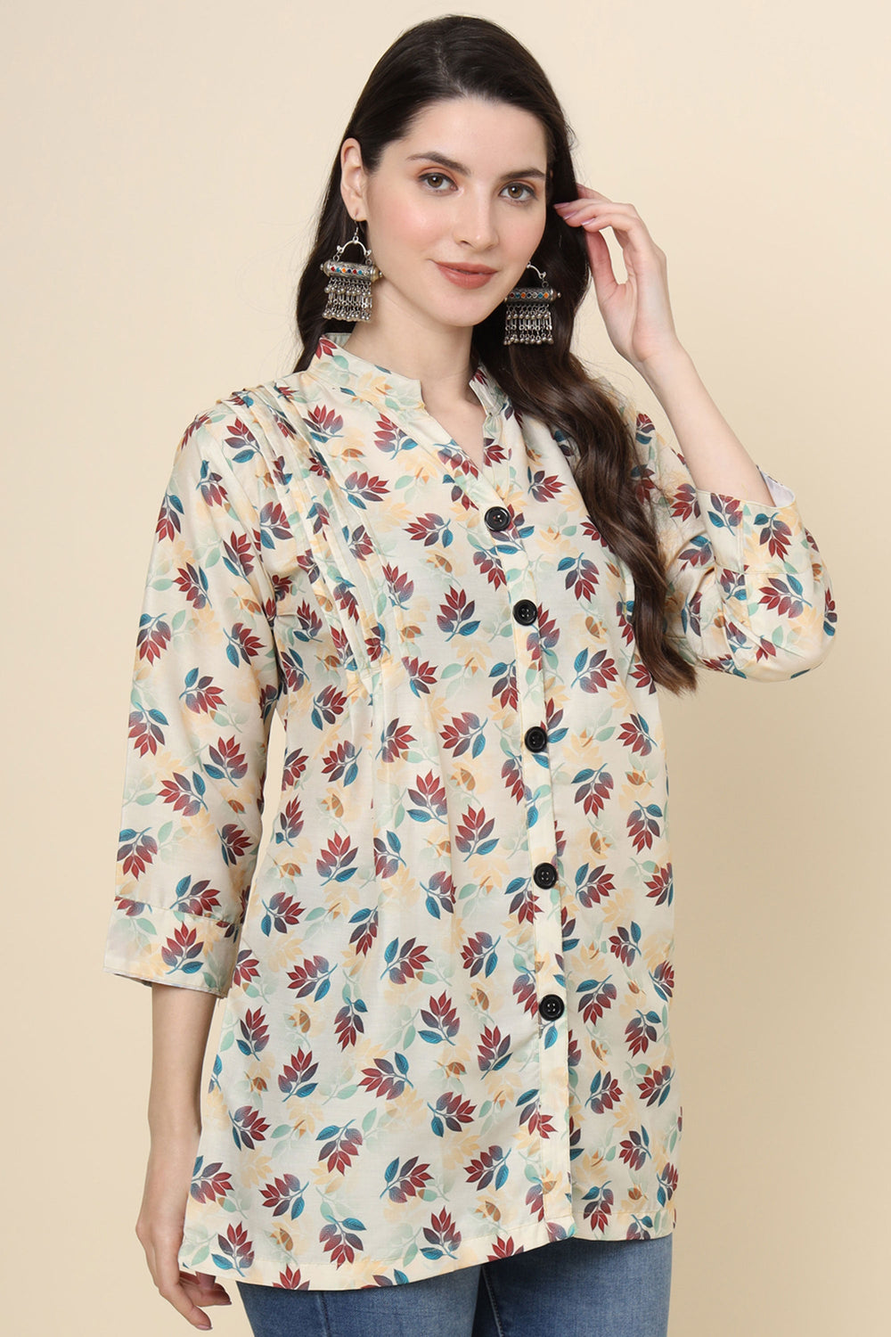 Fabulous Readymade Beige Color Short Cotton Kurti | Buy Online India