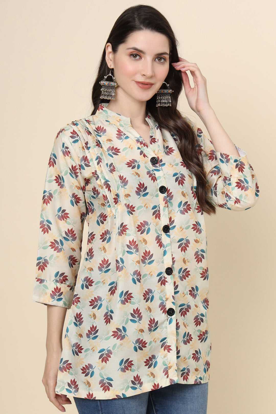 Fabulous Readymade Beige Color Short Cotton Kurti | Buy Online India