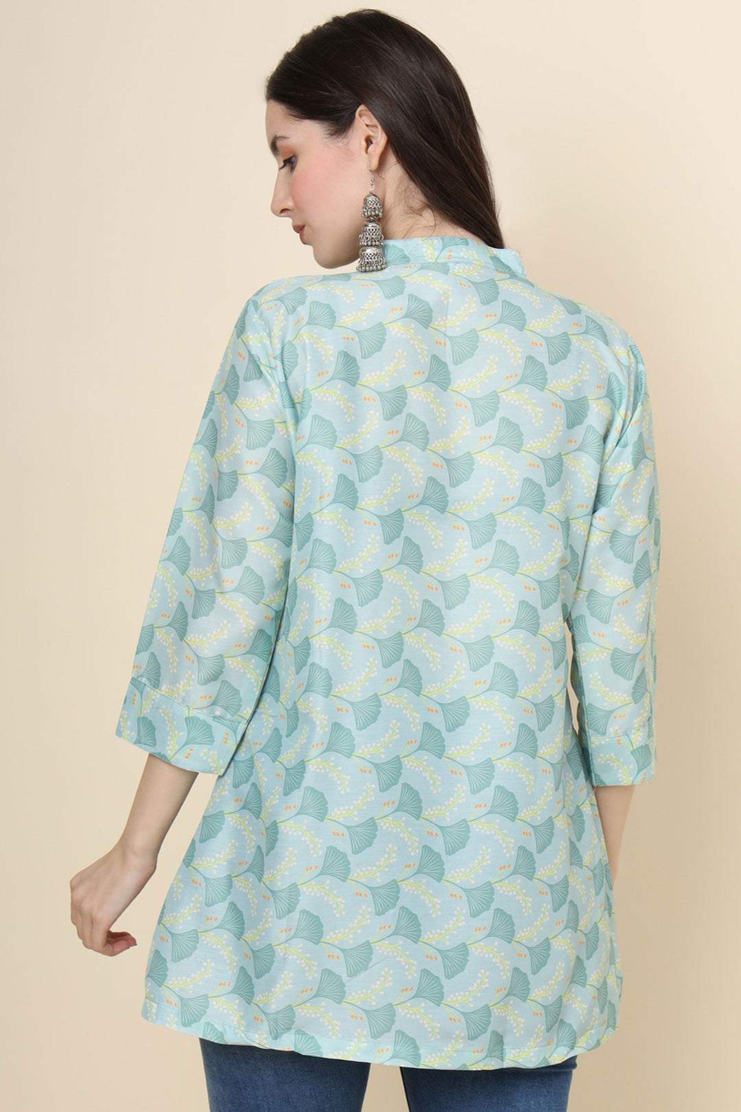 Readymade Captivating Sea Green Color Short Cotton Kurti | Buy Online India