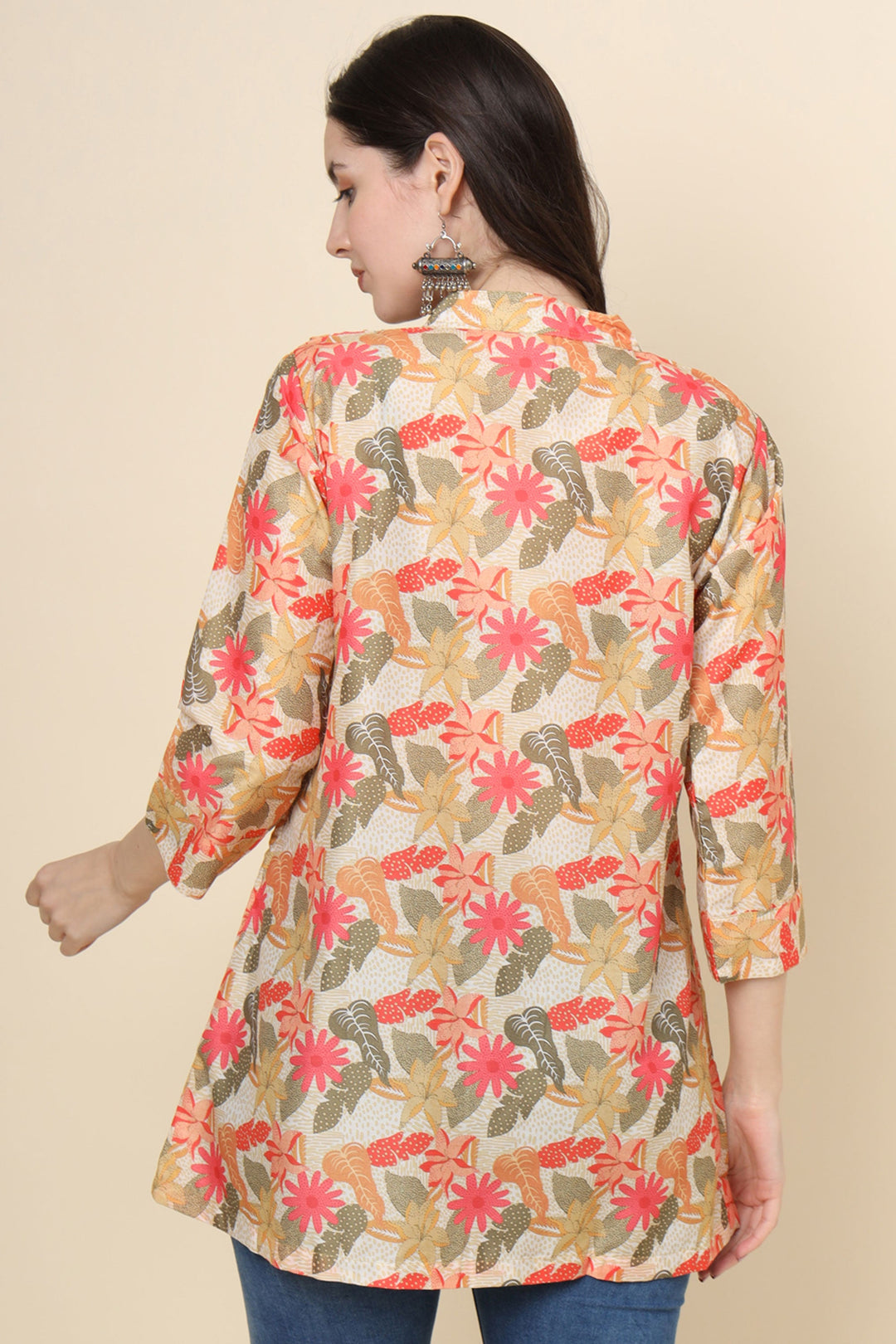 Cream Color Readymade Glamorous Look Short Cotton Kurti | Buy Online India