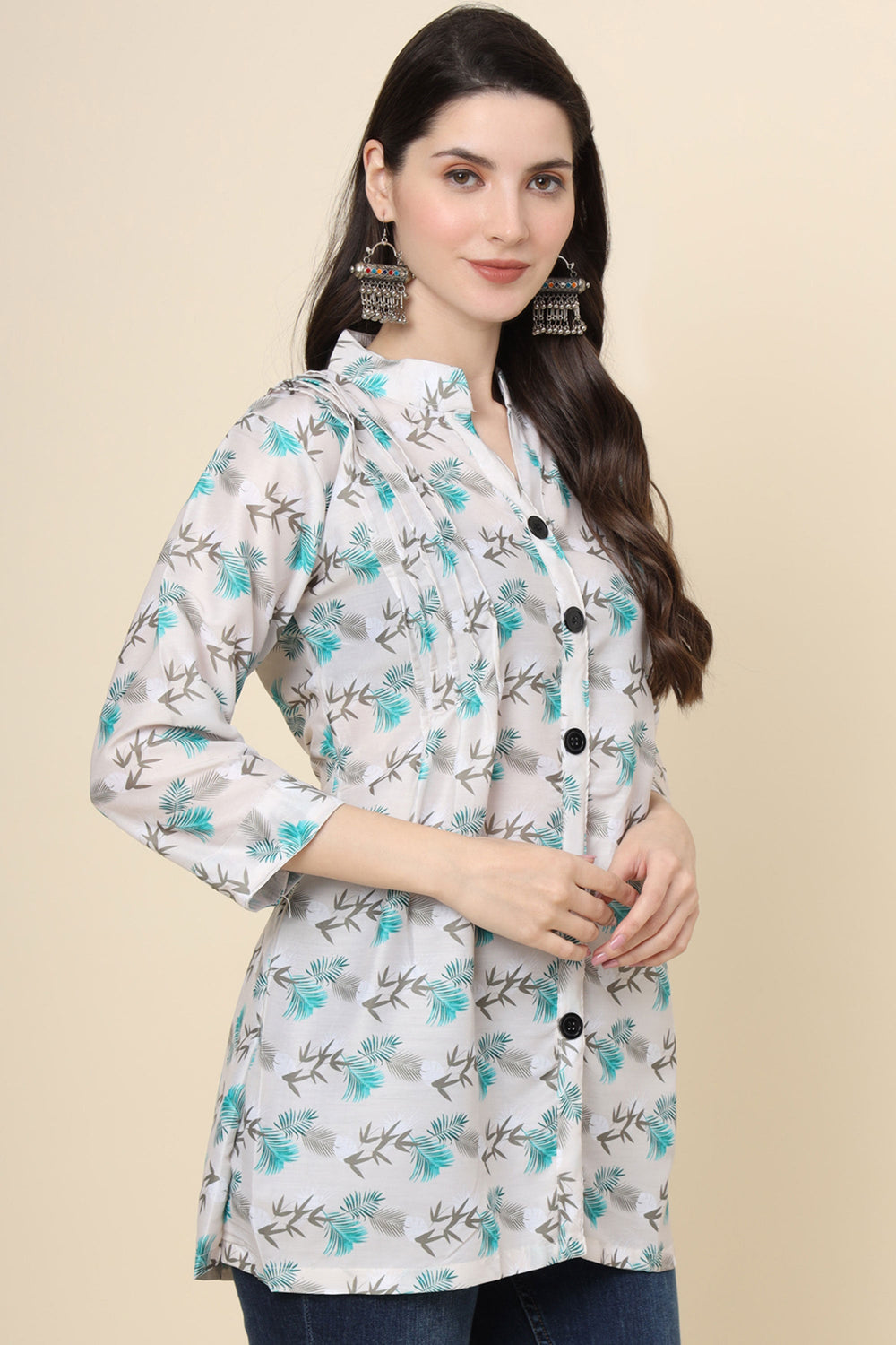 Readymade Off White Color Gorgeous Look Short Cotton Kurti | Buy Online India