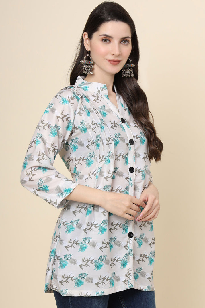 Readymade Off White Color Gorgeous Look Short Cotton Kurti | Buy Online India