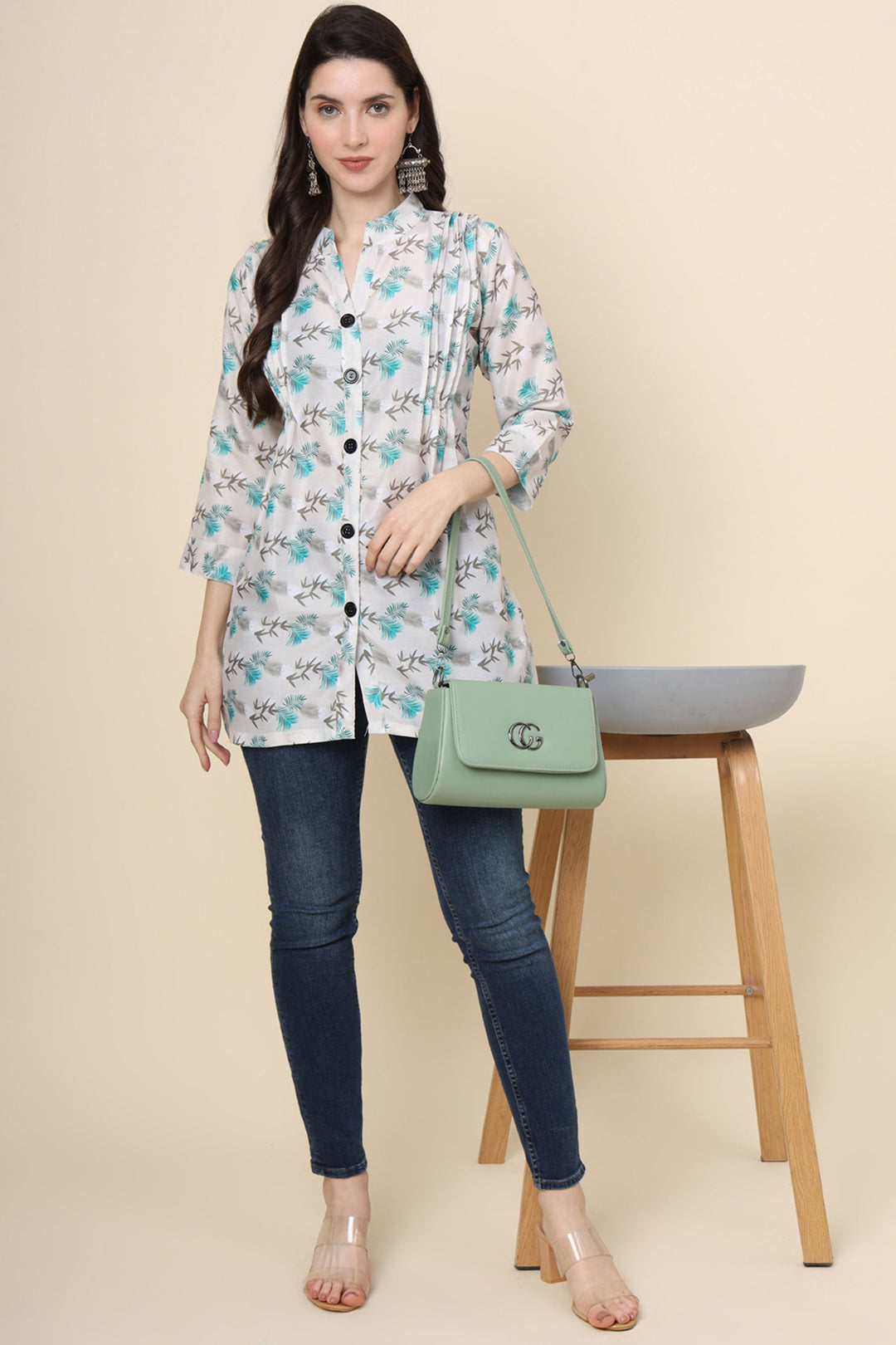Readymade Off White Color Gorgeous Look Short Cotton Kurti | Buy Online India