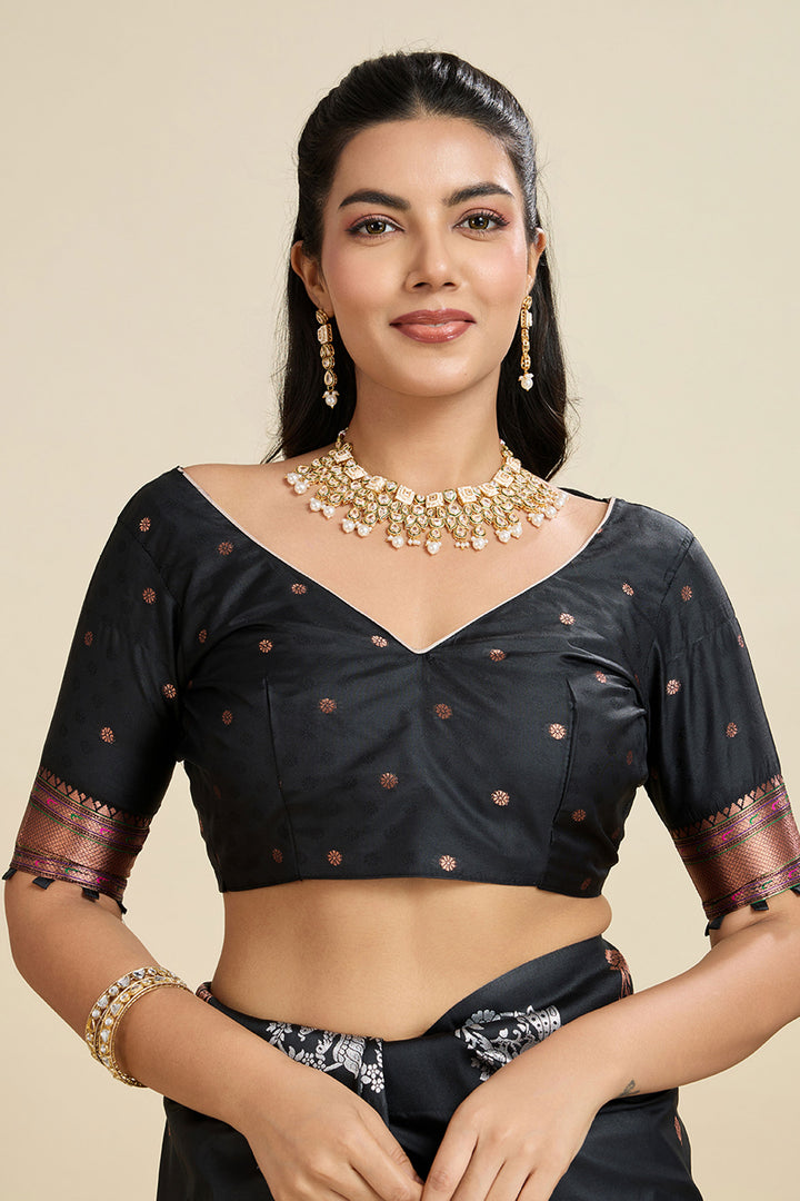 Black Color Banarasi Silk Fabric Incredible Sarees | Buy Online India