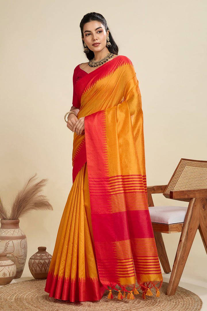 Mustard Color Festive Wear Glamorous Art Silk Saree | Buy Online India