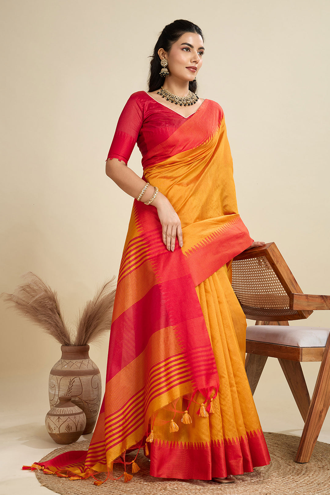 Mustard Color Festive Wear Glamorous Art Silk Saree | Buy Online India