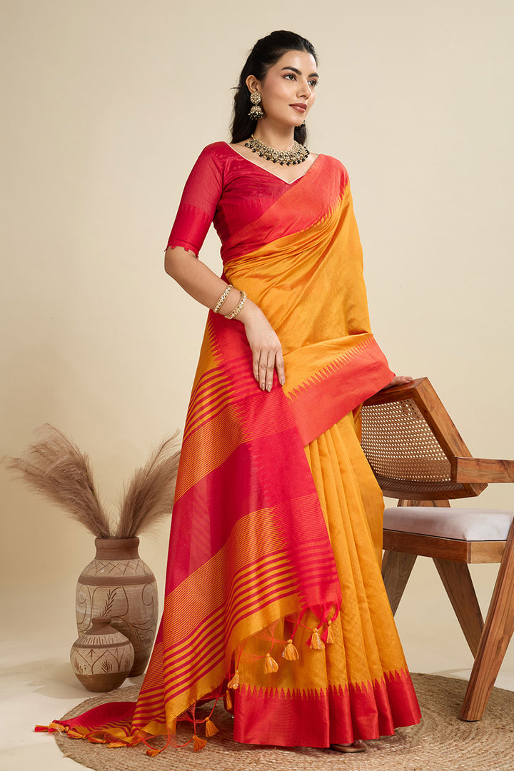 Mustard Color Festive Wear Glamorous Art Silk Saree | Buy Online India