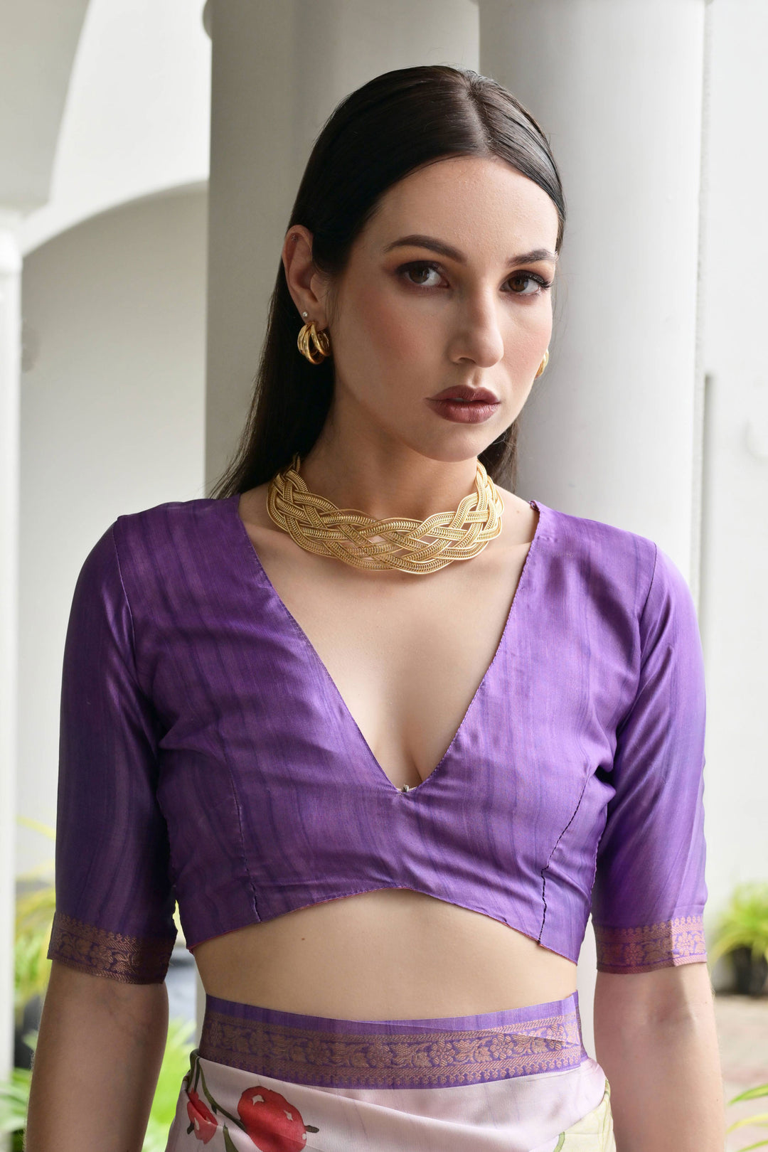 Alluring Satin Silk Fabric Lavender Color Floral Printed Saree | Buy Online India