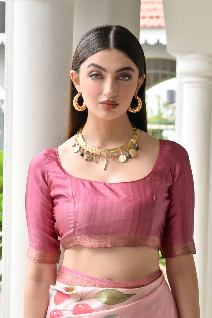 Pink Color Satin Silk Fabric Elegant Floral Printed Saree | Buy Online India