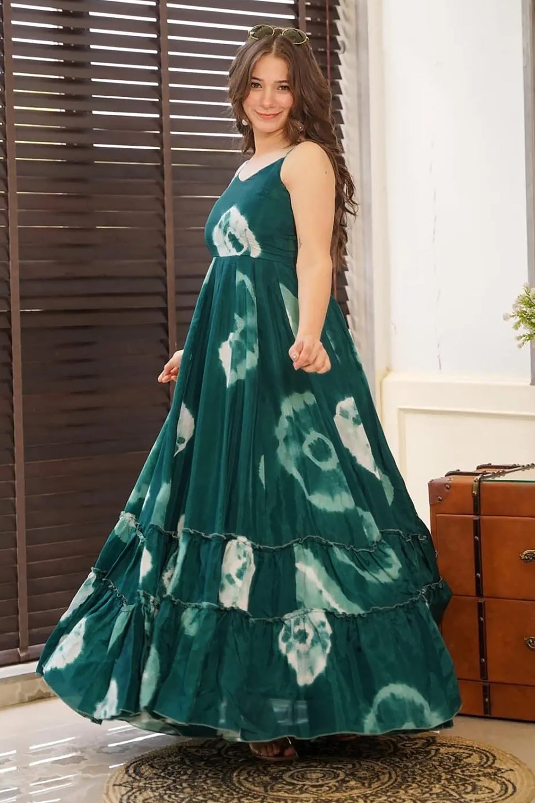 Beautiful Teal Color Flair Anarkali Gown | Buy Online India
