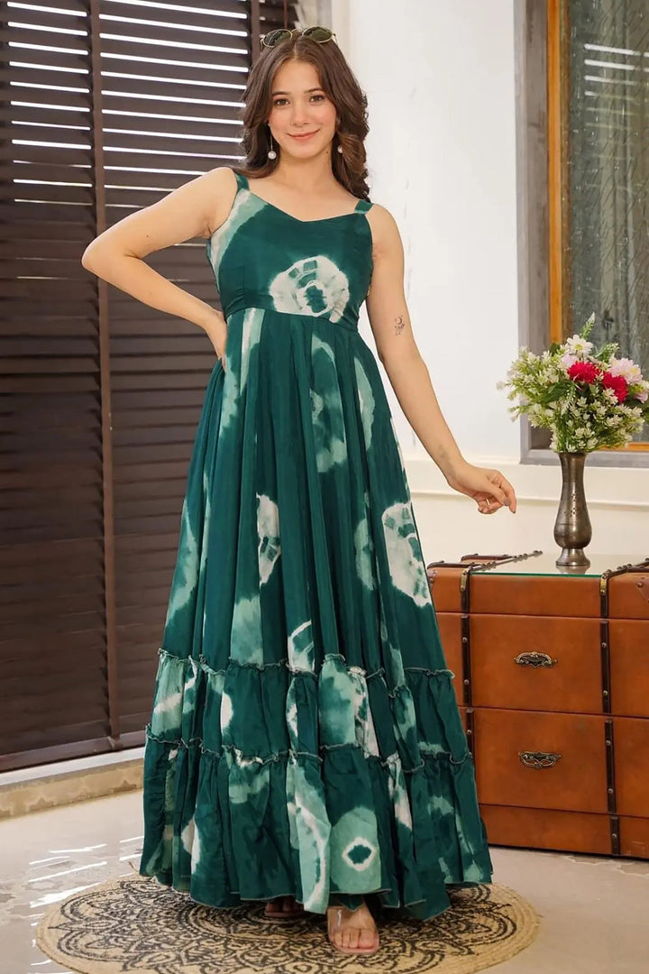 Beautiful Teal Color Flair Anarkali Gown | Buy Online India