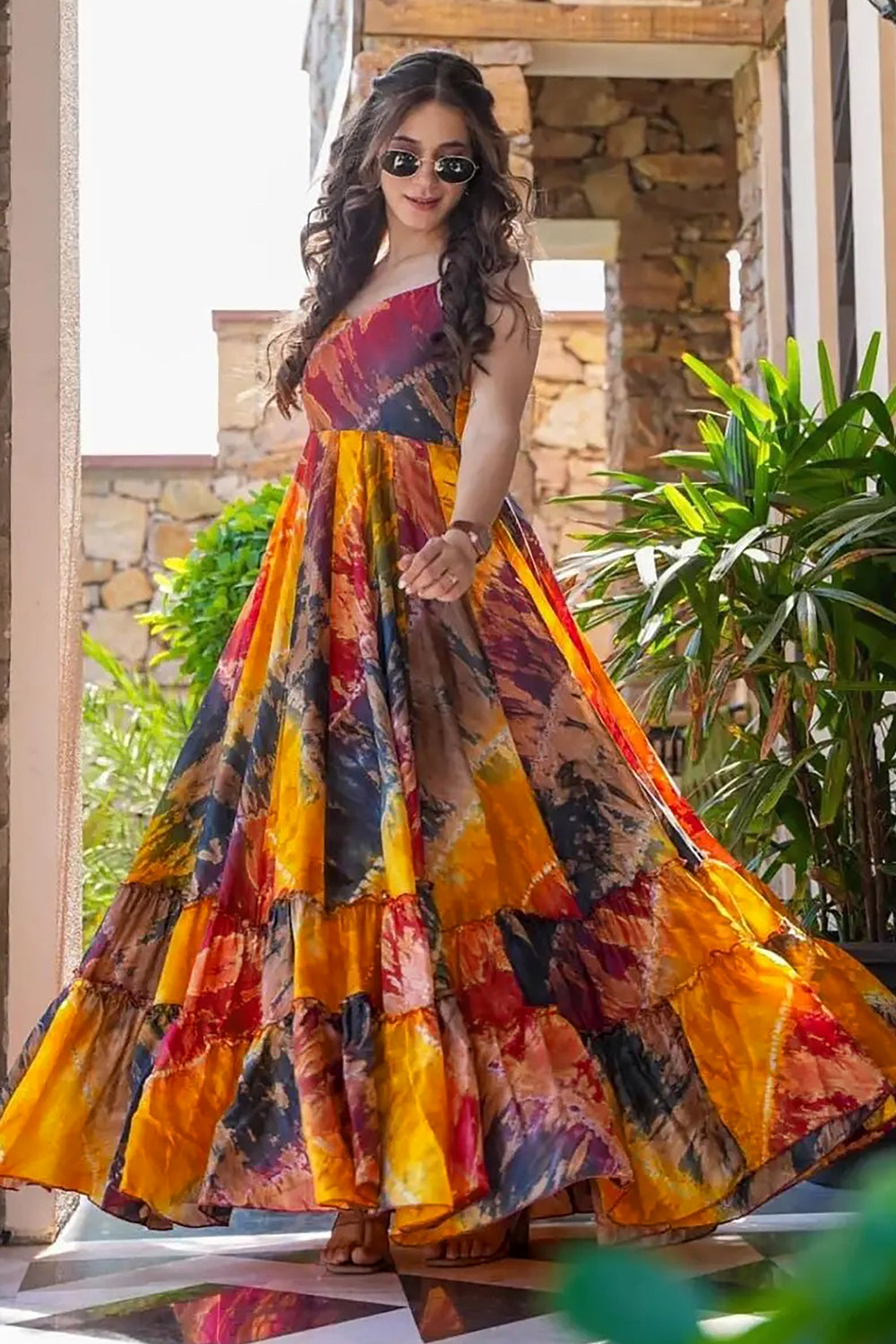 Innovative Multi Color Printed Gown | Buy Online India