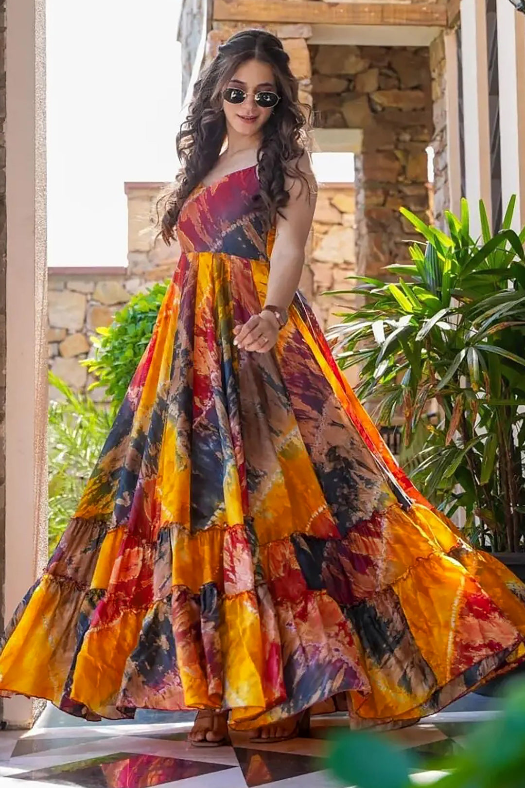 Innovative Multi Color Printed Gown | Buy Online India