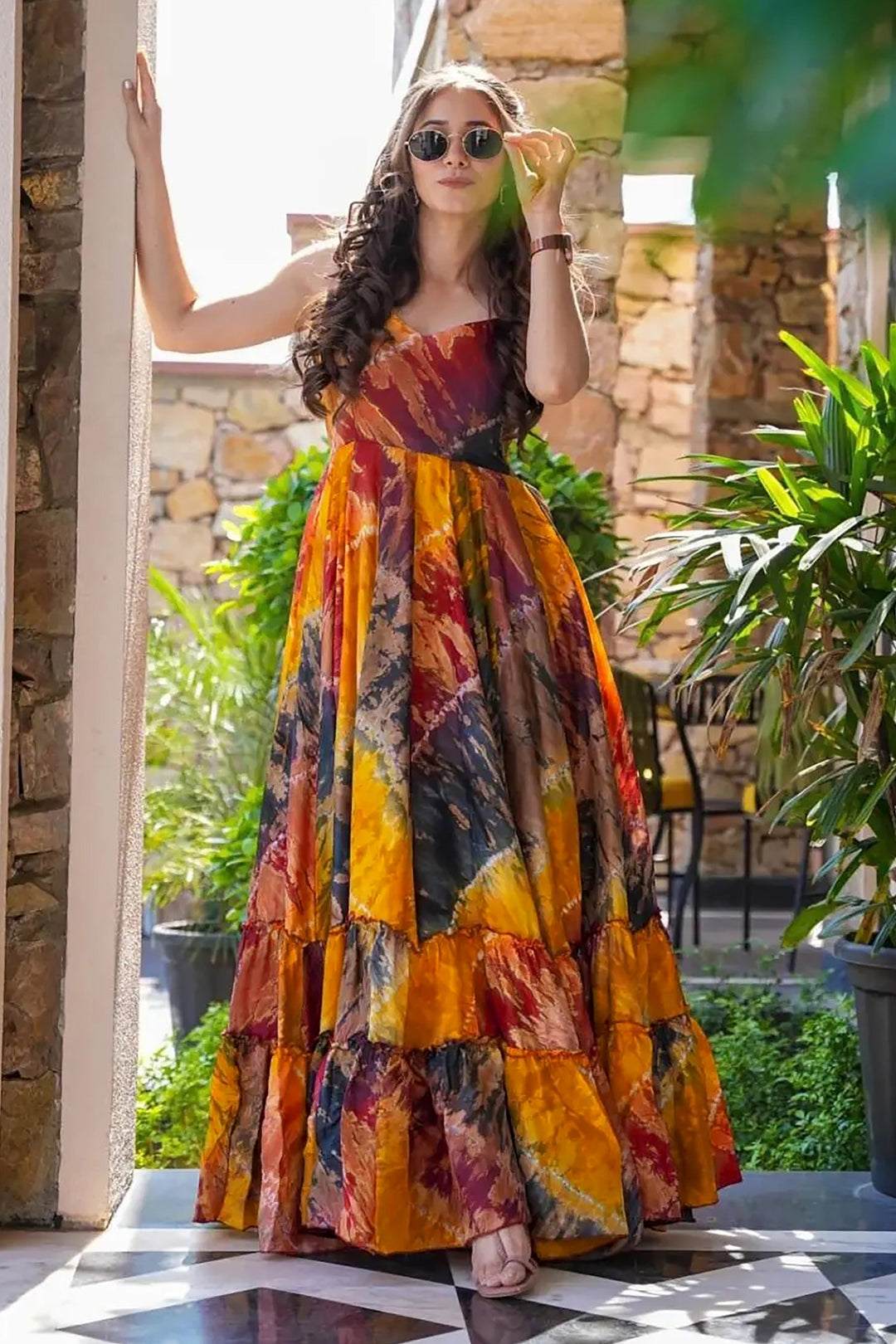Innovative Multi Color Printed Gown | Buy Online India
