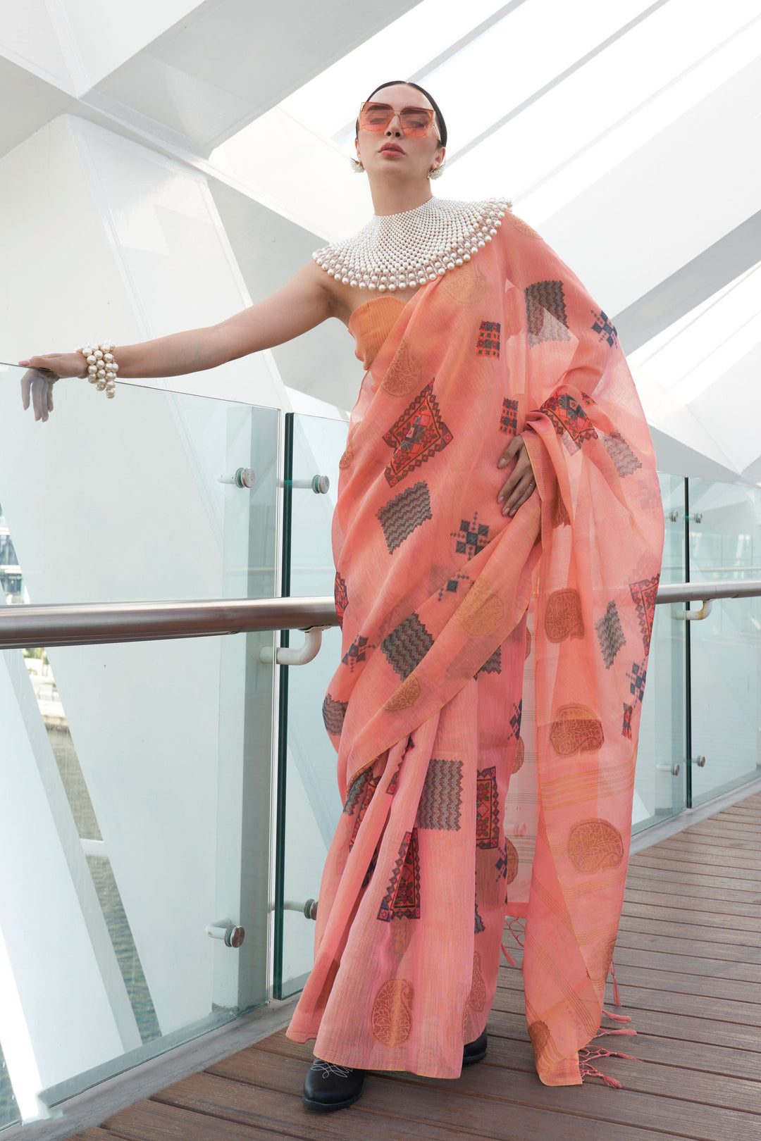 Peach Color Printed Work On Art Silk Fabric Stunning Saree | Buy Online India