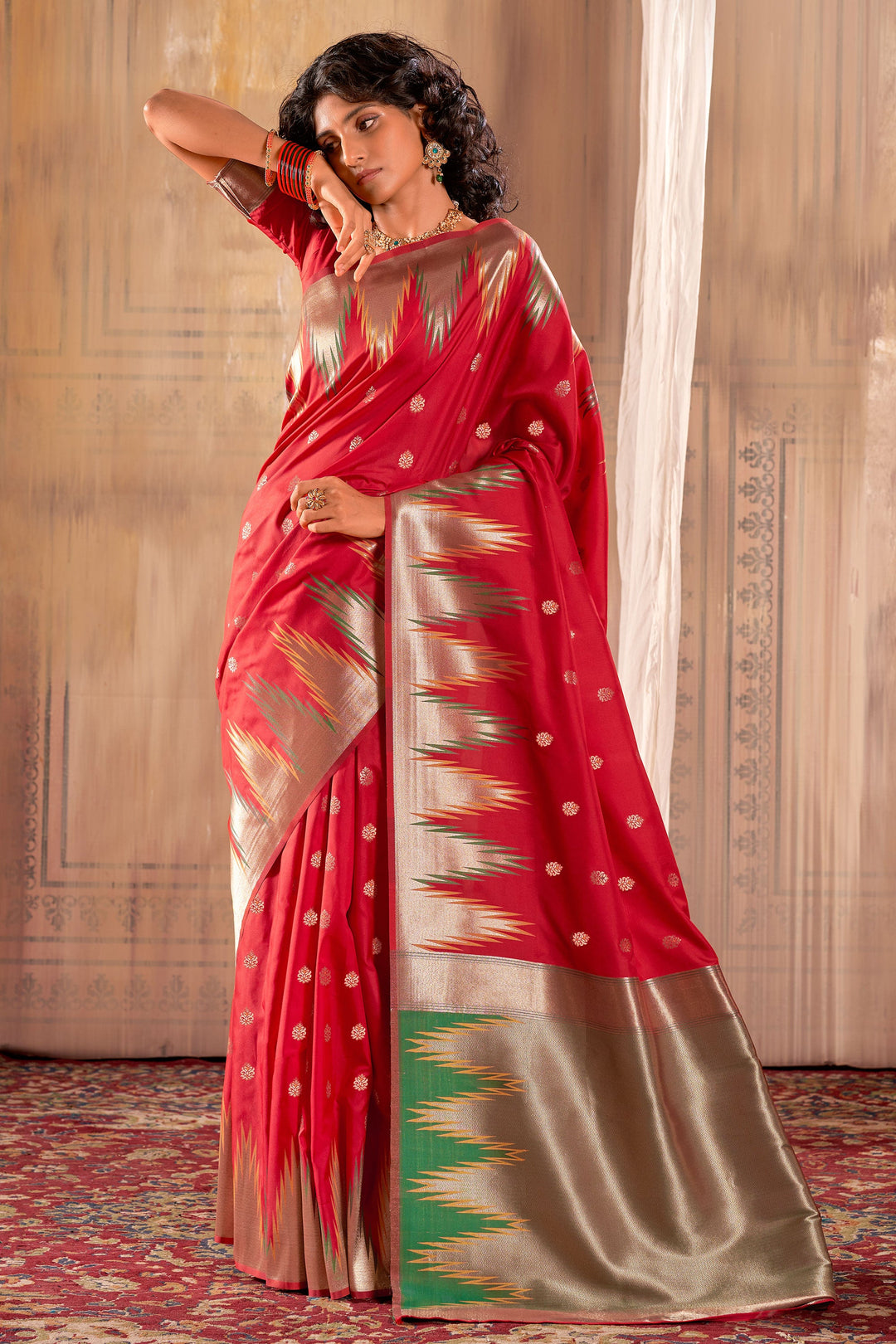 Festival Wear Banarasi Silk Fabric Red Color Supreme Saree | Buy Online India