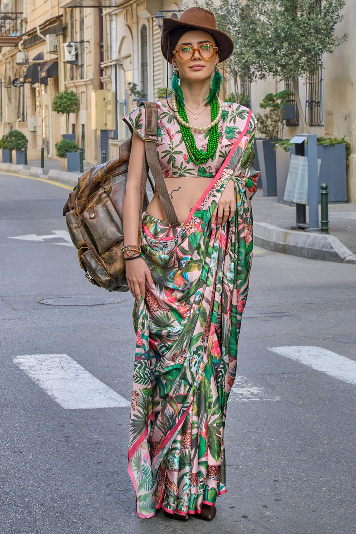 Art Silk Fabric Multi Color Excellent Saree With Printed Work | Buy Online India