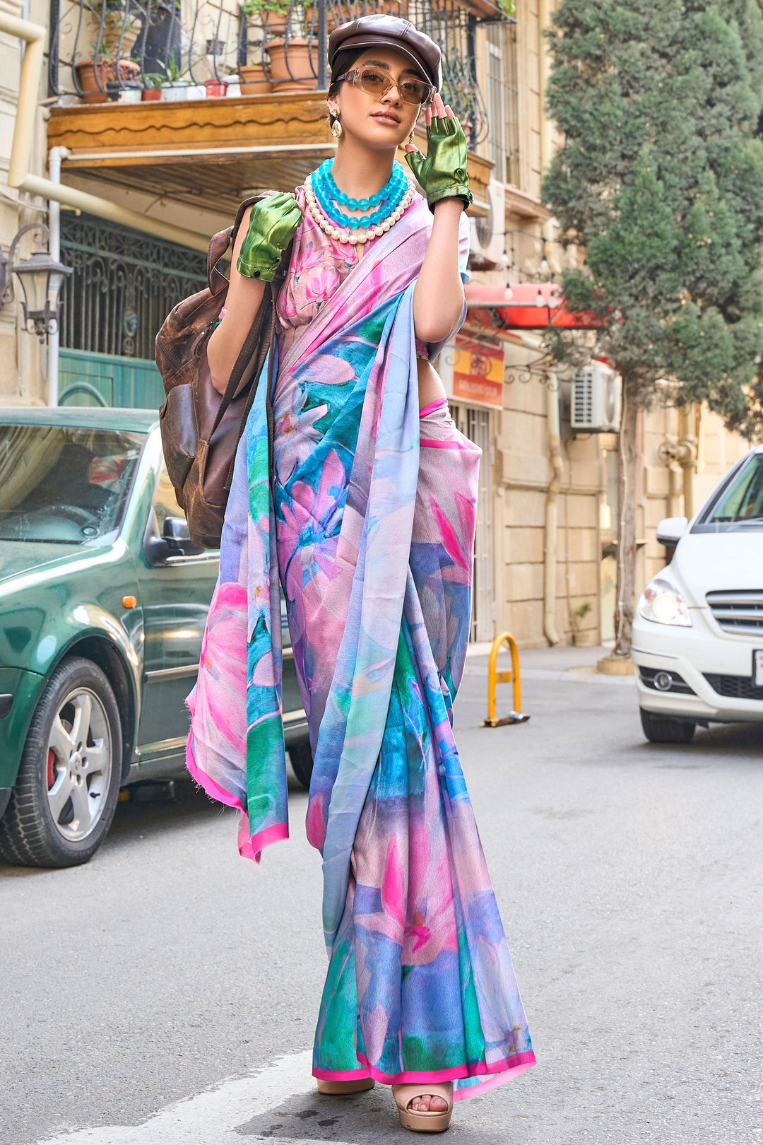 Art Silk Fabric Multi Color Patterned Saree With Printed Work | Buy Online India