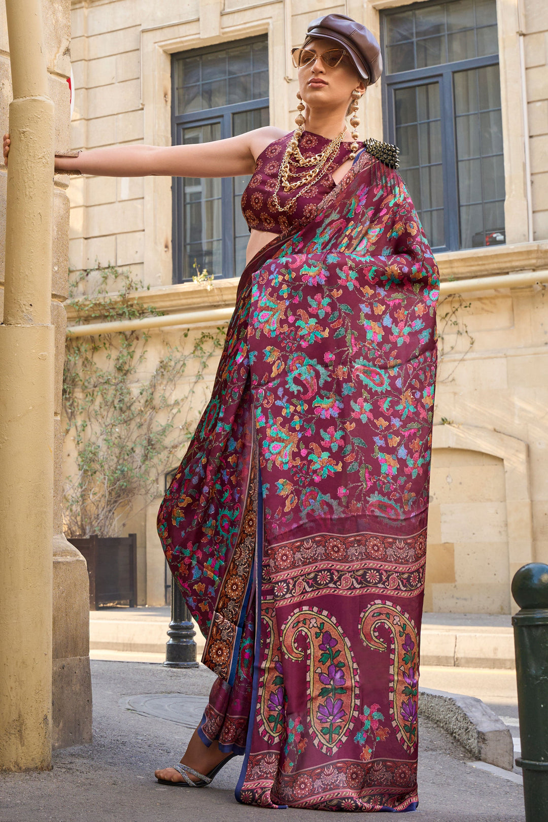 Printed Work On Maroon Color Sober Saree In Art Silk Fabric | Buy Online India