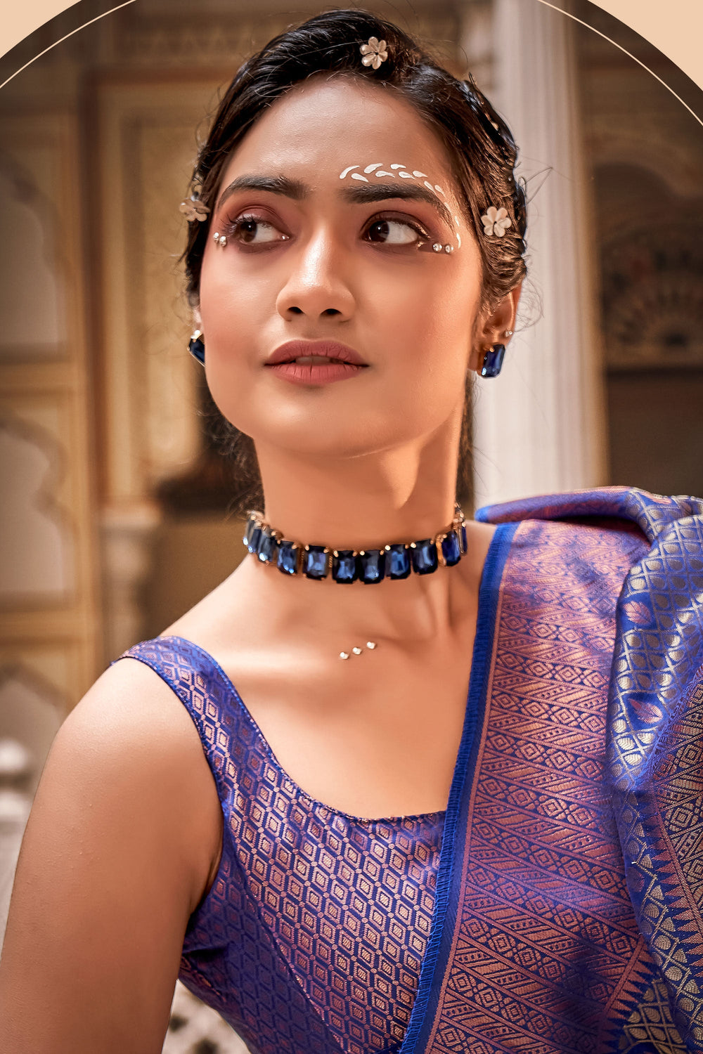 Weaving Work On Art Silk Fabric Navy Blue Color Gorgeous Saree | Buy Online India