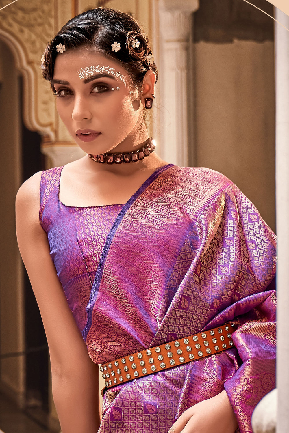 Graceful Art Silk Fabric Purple Color Saree With Weaving Work | Buy Online India