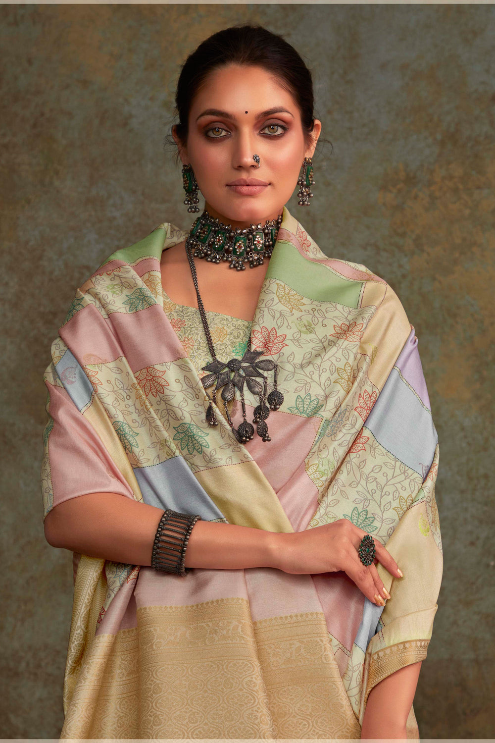 Printed Work On Art Silk Fabric Bewitching Saree In Multi Color | Buy Online India