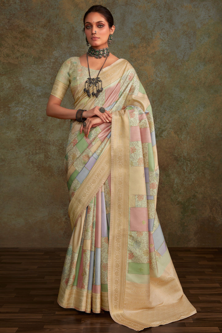 Printed Work On Art Silk Fabric Bewitching Saree In Multi Color | Buy Online India