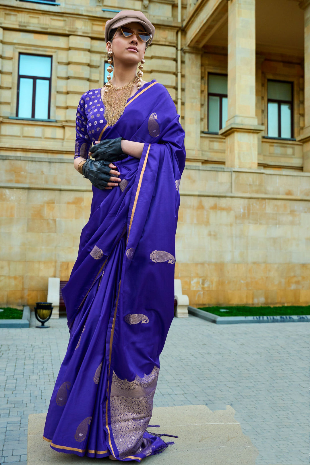 Contemporary Purple Color Satin Fabric Saree For Function | Buy Online India