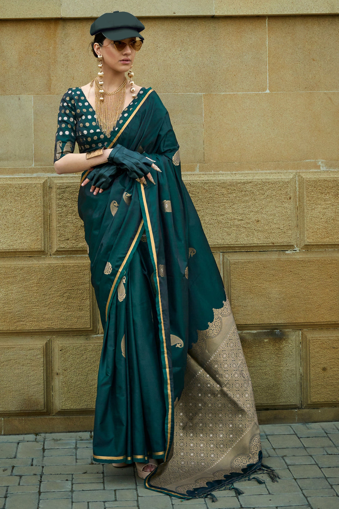 Vibrant Green Color Satin Fabric Weaving Work Saree For Function | Buy Online India