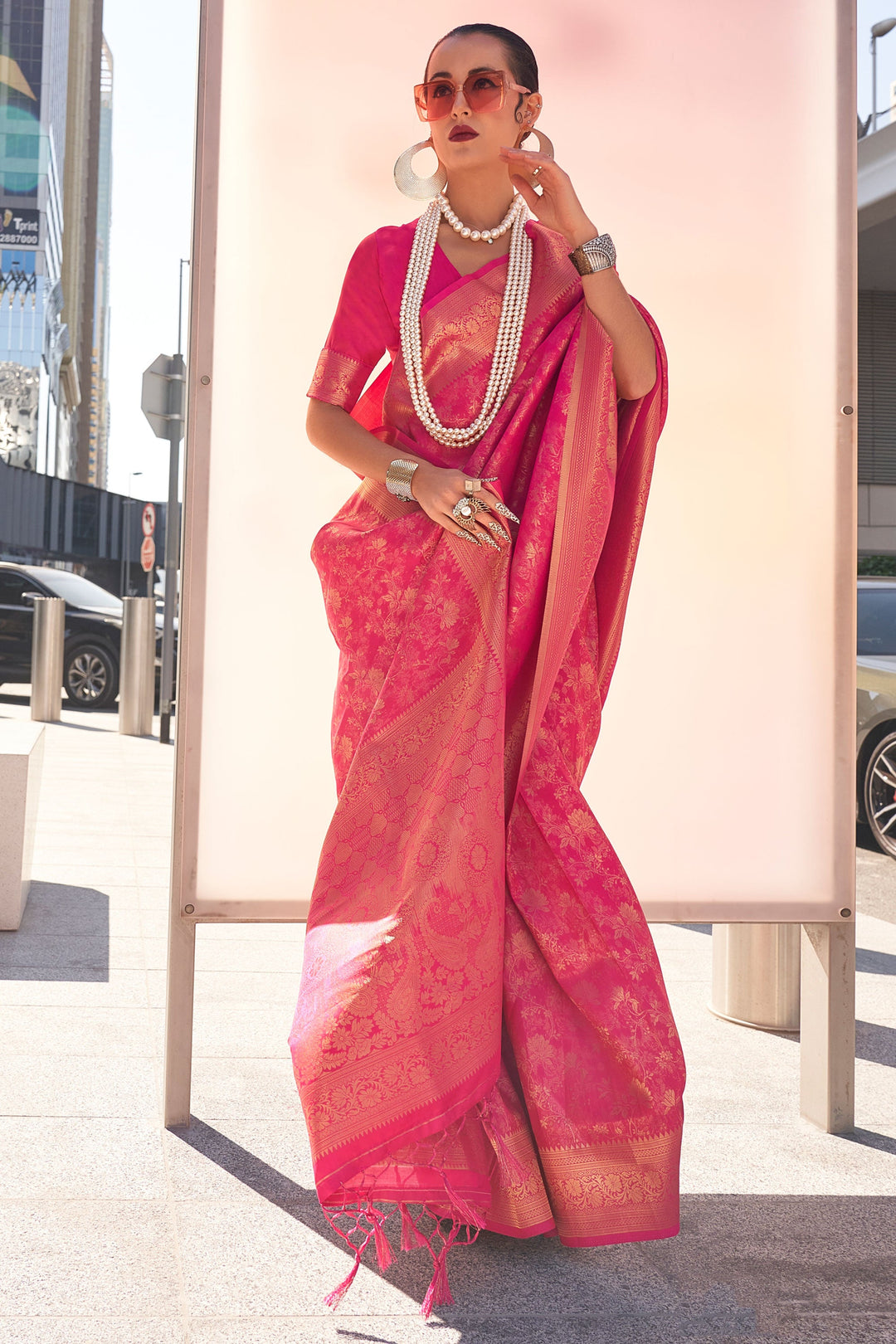 Rani Color Glamorous Look Handloom Weaving Saree | Buy Online India