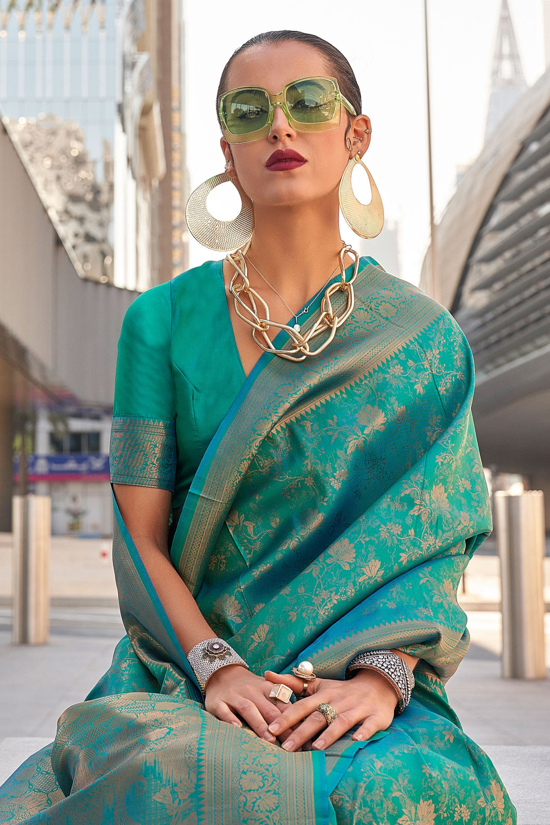 Green Color Gorgeous Look Handloom Weaving Saree | Buy Online India