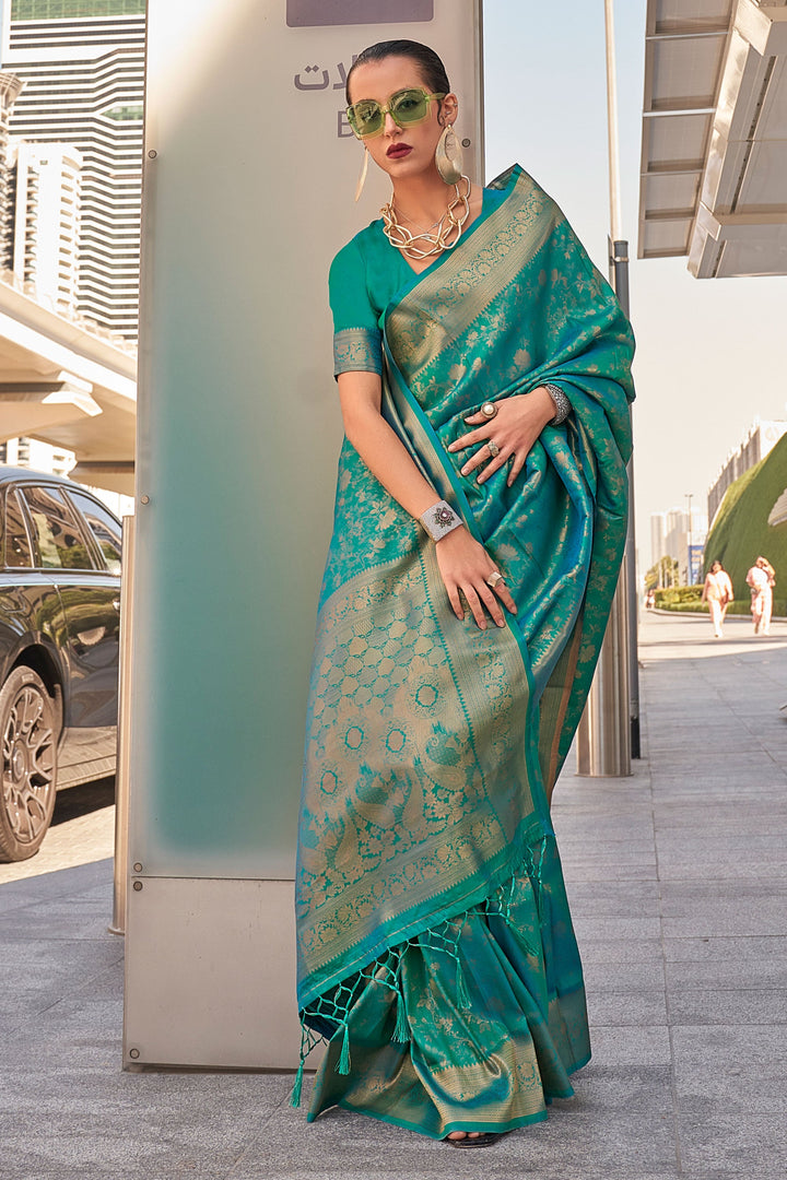 Green Color Gorgeous Look Handloom Weaving Saree | Buy Online India