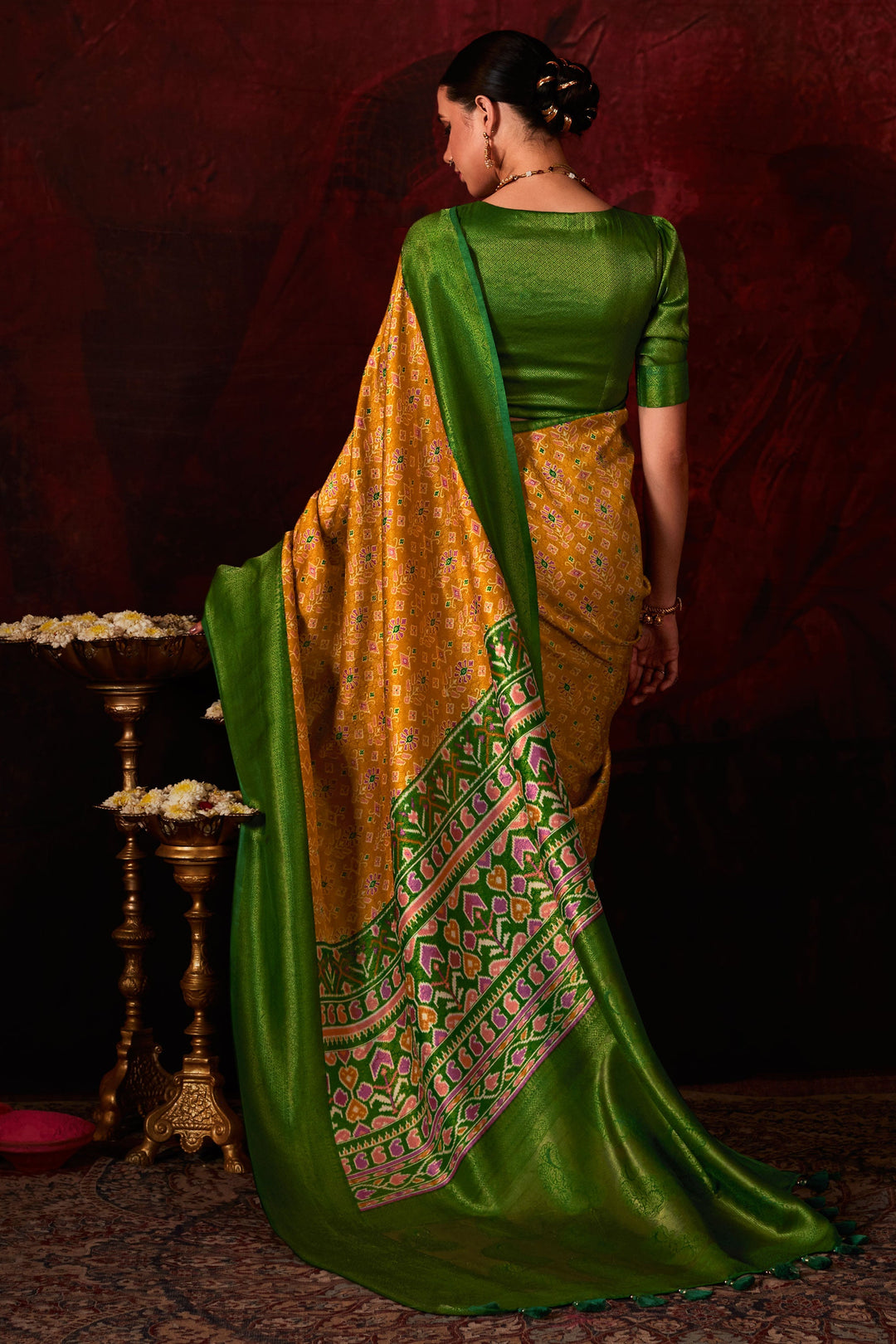 Yellow Color Exquisite Patola Style Printed Silk Saree | Buy Online India