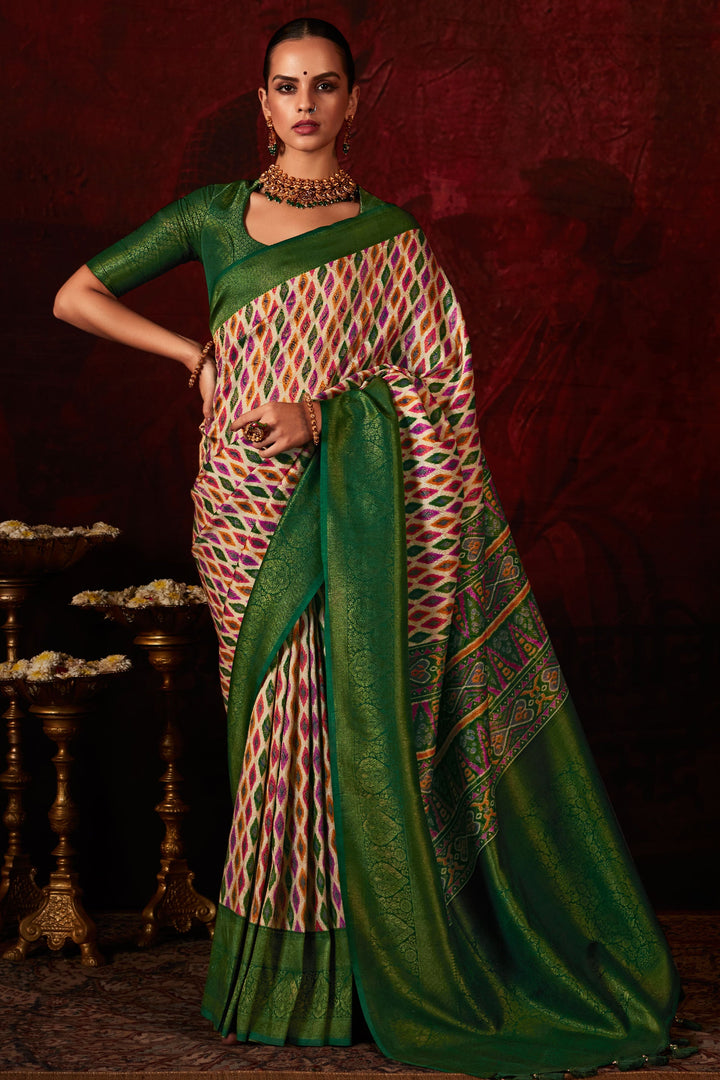 Multi Color Graceful Patola Style Printed Silk Saree | Buy Online India