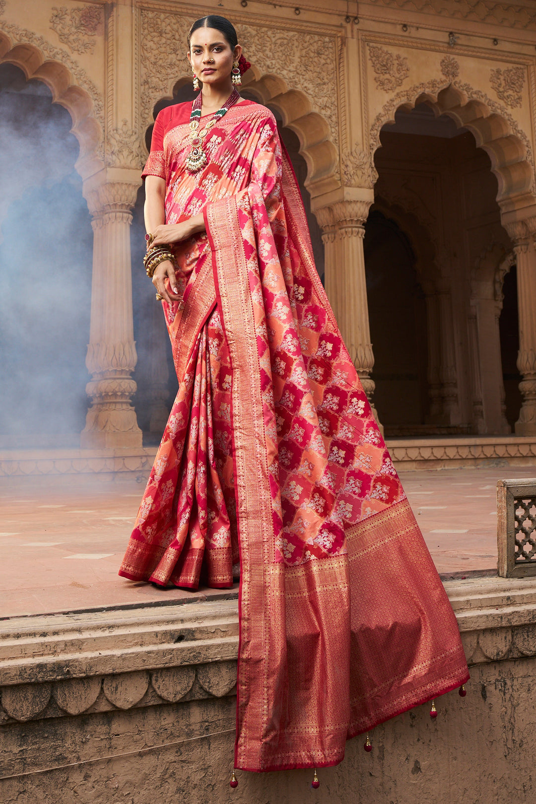 Phenomenal Weaving Designs Red Color Art Silk Saree | Buy Online India